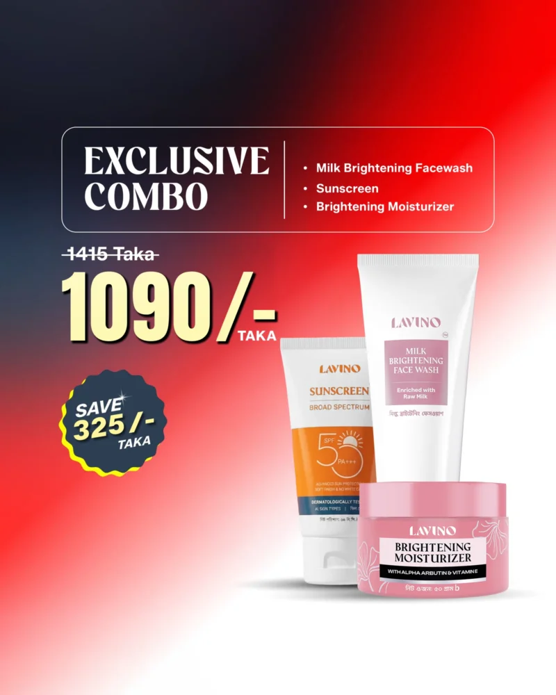 Exclusive Combo -  Lavino Sunscreen + Lavino Milk Face Wash + Lavino Brightening Moisturizer